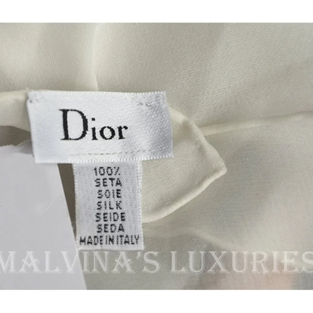 DIOR SCARF STOLE ABSTRACT FLORAL PRINT WOVEN SILK SIGNATURE 52 x 55